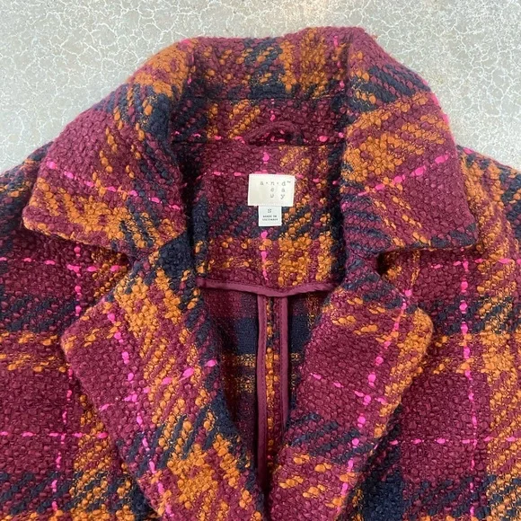 Casual Double Pocket Plaid print Overcoat Jacket - Picture 2 of 5